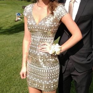 Gold Cocktail Prom Pageant Dress